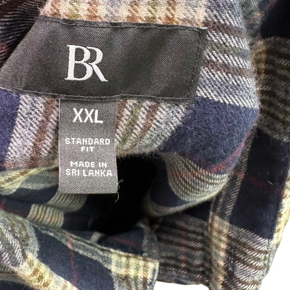 Banana Republic Emiliano plaid Flannel Shirt Men's‎ Sz XXL 2XL Blue SOFT